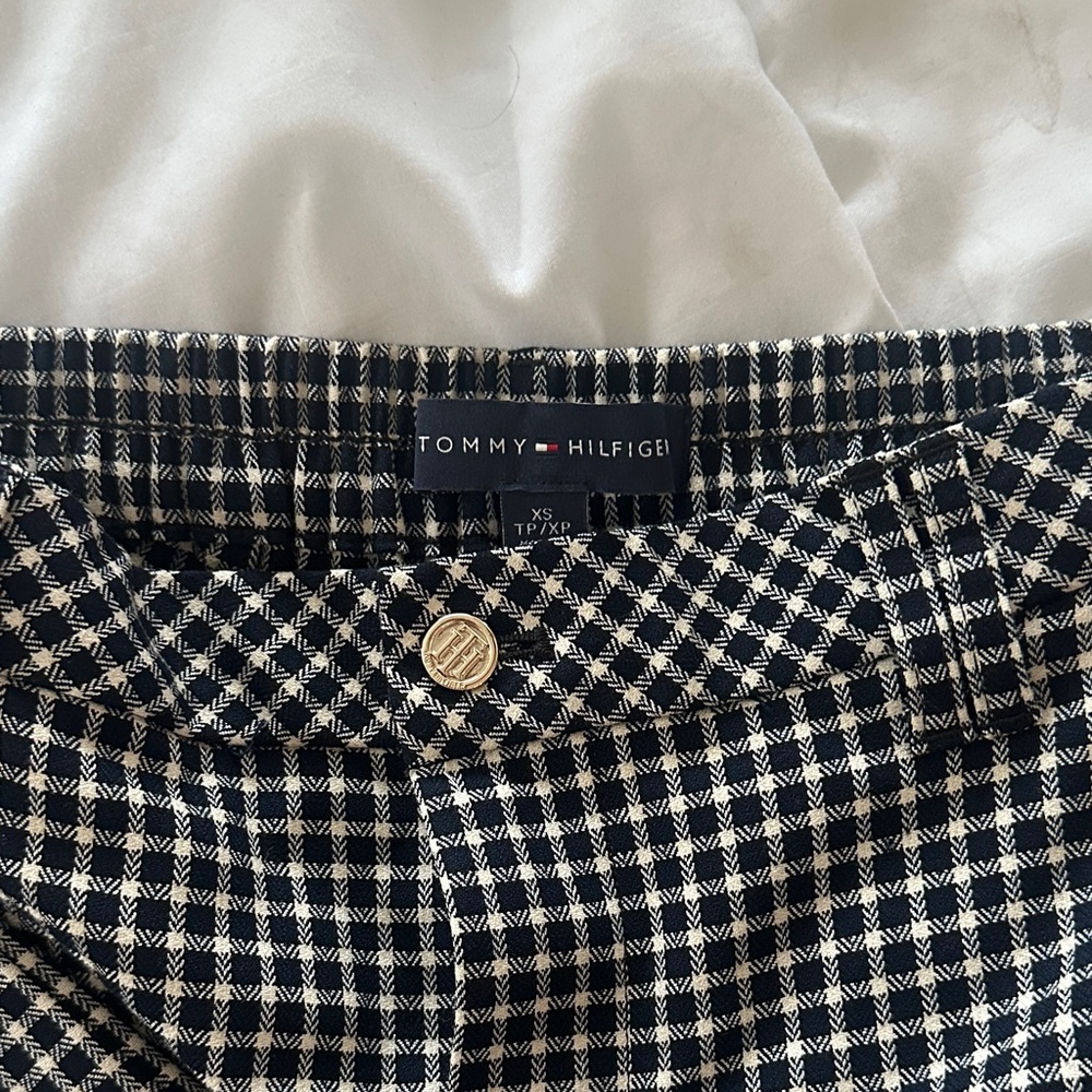 Tommy Hilfiger Navy and White Patterned Trousers